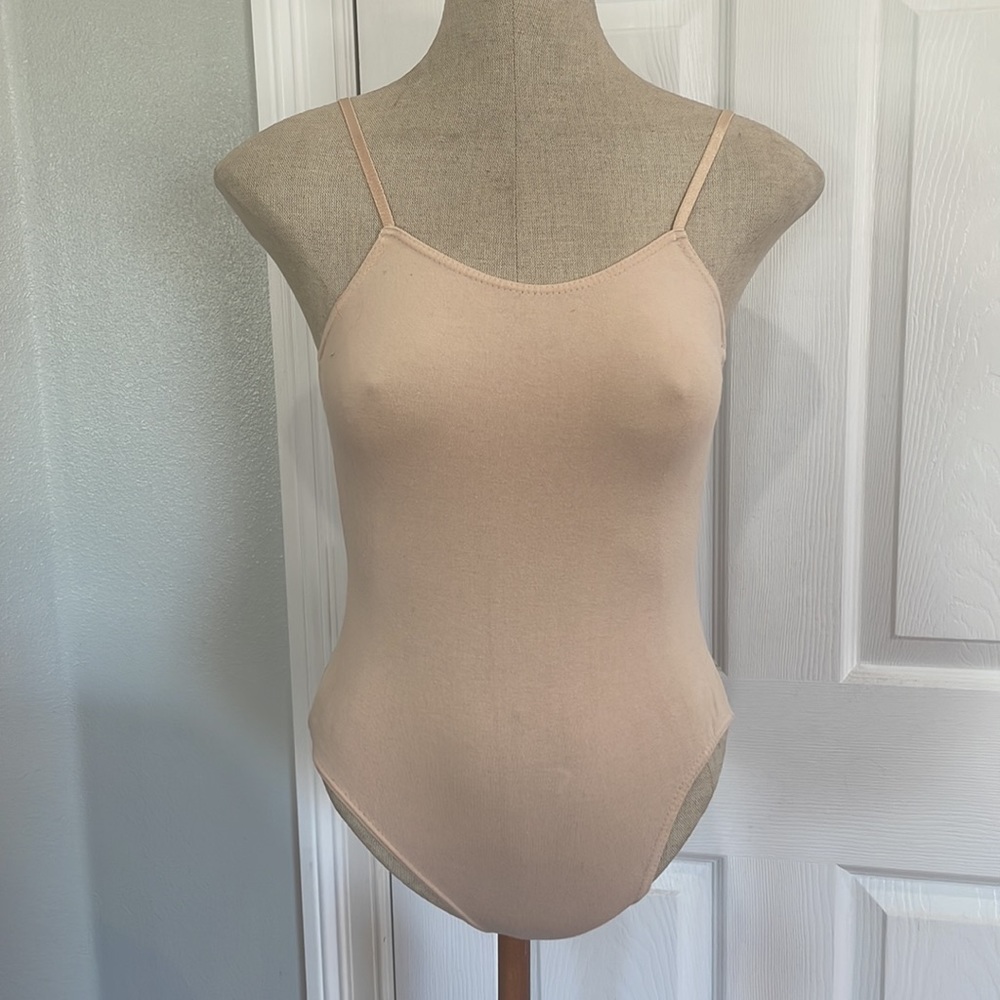 So Danca leotard nude adjustable movable spaghetti straps cotton spandex size P